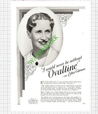 Phyllis Neilson-Terry Actress  / Ovaltine Esther Coleman Advert - 1938 Cutting