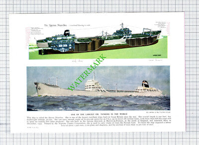 Oil Tanker Ship SPYROS NIARCHOS / Queen Elizabeth Cunard - c.1950s Book Print