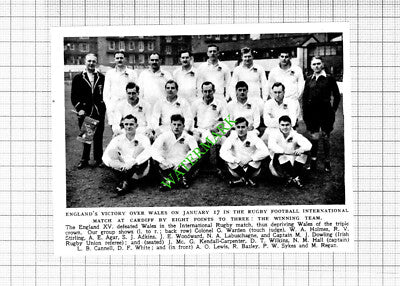Rugby England Team Agar Labuschagne Bazley Cannell Adkins- 1953 Small Cutting