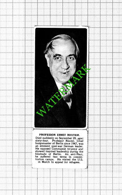 Professor Ernst Reuter Obituary - 1953 Small Cutting
