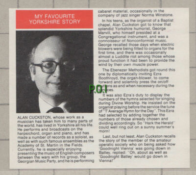 C769) Alan Cuckston Musician - 1984 Cutting