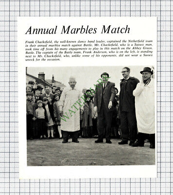 C7653) Frank Chacksfield Netherfield Marbles Match Battle Sussex  c.1965 Cutting