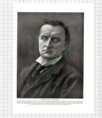 Viscount Grey Of Fallodon - c.1920s Cutting / Print