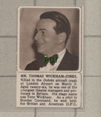 C1102) Thomas Wickham-Jones Tony Wickham Air Crash London Airport - 1948 SMALL!