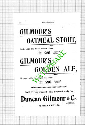 Wortley Arms Hotel Sheffield / Duncan Gilmour & Co Small Advert  - 1912 Cutting
