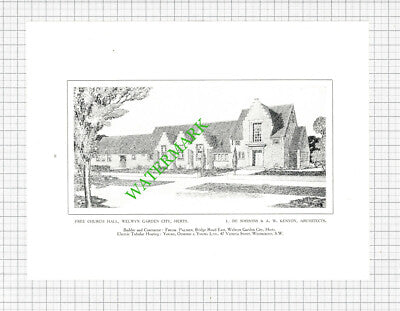 Free Church Hall Welwyn Garden City L De Soissons AW Kenyon - 1929 Book Prints