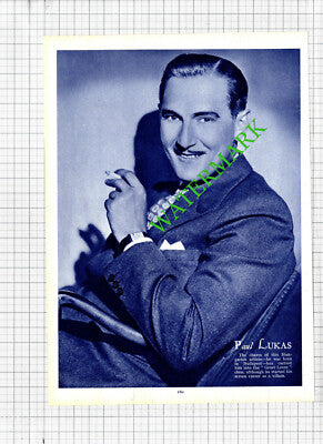 Paul Lukas Actor / Zasu Pitts Actress - 1930s Cutting / Print