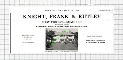 Beaulieu New Forest House Sale Advert  - 1966 Cutting