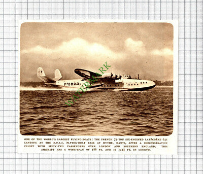 French Six Engined Latecoere 631 BOAC Flying Boat Base Hythe - 1947 Cutting
