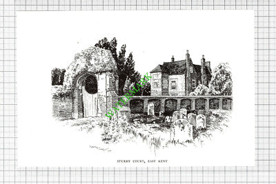 Kirstead Old Hall Norfolk / Sturry Court Kent - 1980s Book Print