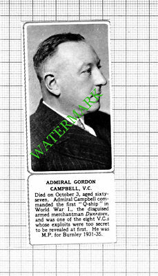 Admiral Gordon Campbell Obituary  -  1953 Small Cutting