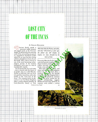 Macchu Picchu Peru  - 1962 Small Article