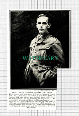 C5721) Lieut Cyril Gordon Martin 56th Field Coy Spanbroek WW1 - c.1918 Cutting