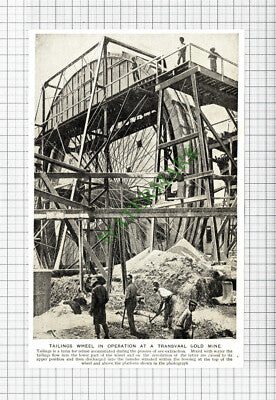 Transvaal Gold Mine Tailings Wheel - c.1920s Cutting / Print