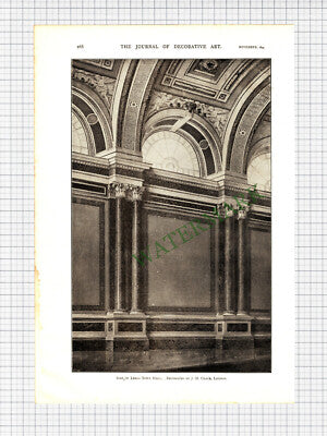 X1813) Leeds Town Hall  JD Crace & Son London  - 1894 Article