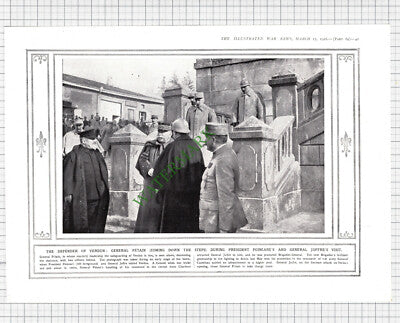General Petain Verdun WW1 World War One Poincare Joffre   - 1916 Cutting / Print