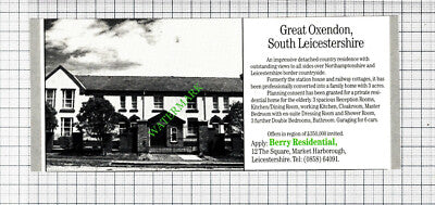 Great Oxenden Leicestershire House Sale Advert - 1988 Cutting