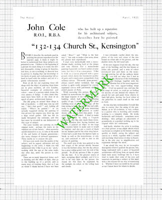 J Fitch 132-134 Church Street Kensington London John Cole Artist - 1935 Article