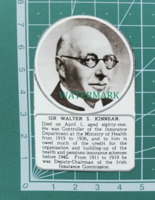 C4427) Sir Walter S Kinnear Insurance Ministry Health Obituary - 1953 Clip