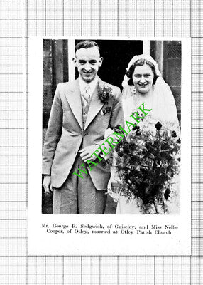 George Sedgwick Guiseley Nellie Cooper Otley / Hardaker  Rawdon - 1938 Cutting