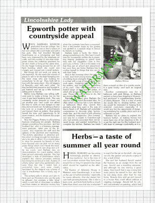 Barbara Winrow Epworth Lincolnshire Piggery Pottery  - 1984 Cutting
