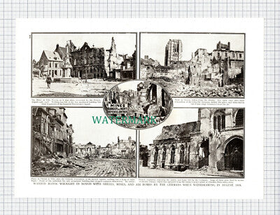 X736) Hotel de Ville Noyon France World War One - c.1919 Book Print