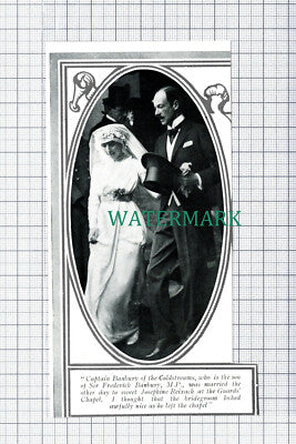 C5902) Captain Banbury Josephine Reixach Wedding Sir Frederick - 1913 Cutting