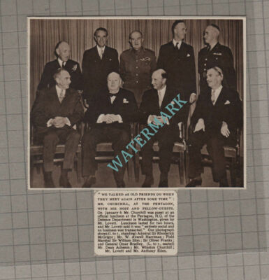 C3550) Winston Churchill Pentagon Lovett McGrigor Harriman Acheson -1952 Clip