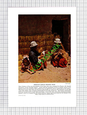 Peruvian Indians Spinning Wool Peru - c.1950s Cutting / Print