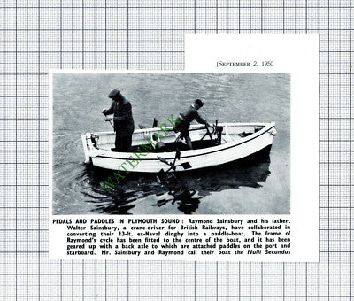 Raymond & Walter Sainsbury Boat Nulli Secundus - 1950 Cutting