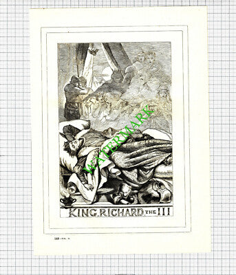 King Richard The III  William Shakespeare  -  c.1880 Print / Cutting