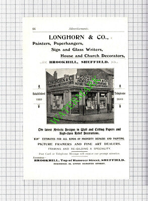 Longhorn & Co Painters Sheffield / George Sharman Wine Advert - 1908 Cutting
