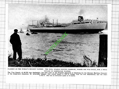The TINA ONASSIS Tanker Ship  -  1953 Cutting