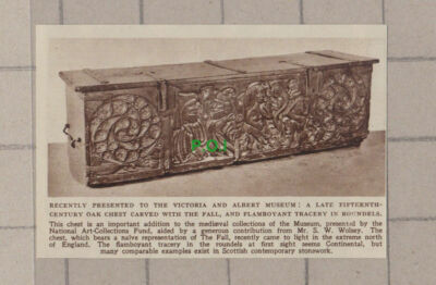 C1097) Victoria & Albert Museum Oak Chest Mr S W Wolsey - 1948 Clip