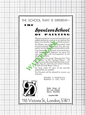 Spenlove School of Painting Talmage Reginald Eves Small Advert - 1934 Cutting