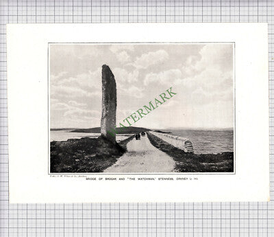 8907) BRIDGE OF BROGAR STENNESS ORKNEY - c.1900 Print / Cutting