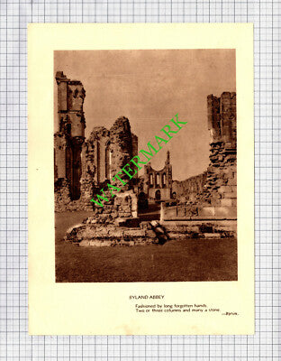 Byland Abbey Yorkshire  -- c.1930s Book Print