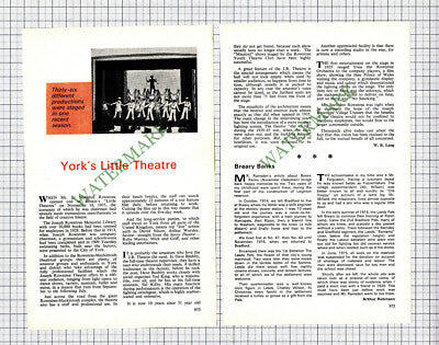 8925) Joseph Rowntree Theatre York - 1975 Article