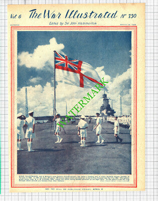 HMS Illustrious Aircraft Carrier Ship Capt RLB Cunliffe  WW2 - 1943 Cutting