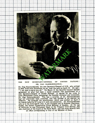 Dr Dag Hammarskjoeld United Nations UN   - 1953 Small Cutting