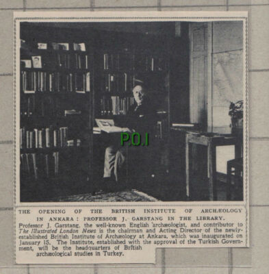 C1060) British Institute Archaeology Ankara Turkey Prof J Garstang -1948 Cutting
