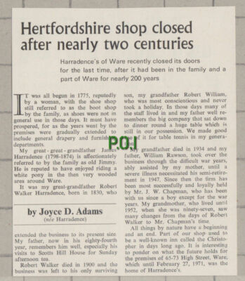 C1346) Harradence's Of Ware Hertfordshire James Harradence Joyce Adams - 1971