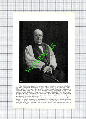 The Right Rev John Nathaniel Quirk Bishop of Sheffield  - 1910 Cutting