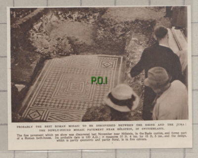 C1042) Mosaic Roman Pavement Found Near Holstein Switzerland - 1948 Cutting