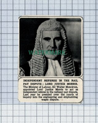 C4315) Lord Justice Morris Rail Pay Dispute 1955 News Cutting