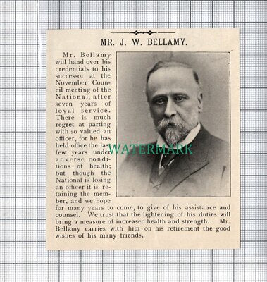 C5320) Mr J W Bellamy Painter - 1912 Cutting