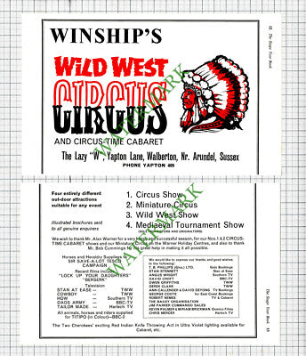 WINSHIP'S WILD WEST CIRCUS  Yapton Walberton Arundel - 1968 2-Part Cutting