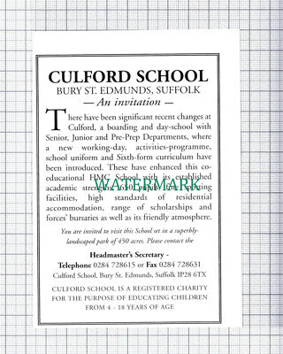 C5949) Culford School Bury St Edmund's Suffolk Advert - 1994 Small Cutting
