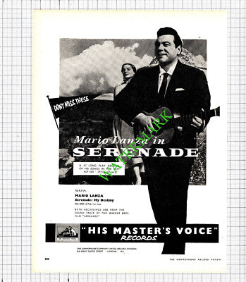 Mario Lanza HMV Records Advert - 1956 Cutting