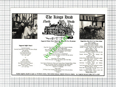 The King's Head North Weald Essex Patrick Dick Advert - 1979 Cutting